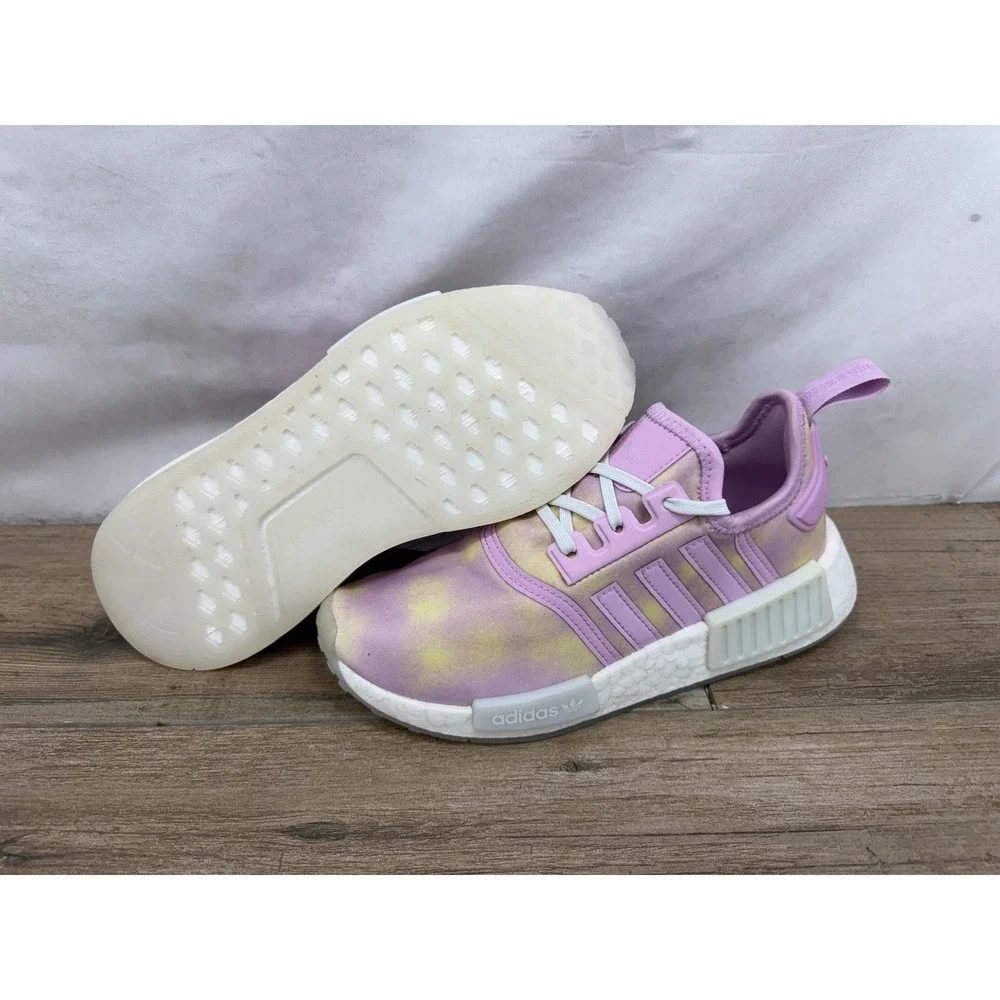 Adidas NMD_R1 J Kids Bliss Lilac Beam Yellow Tie Dye Sneakers HQ6184 Size 3.5Y